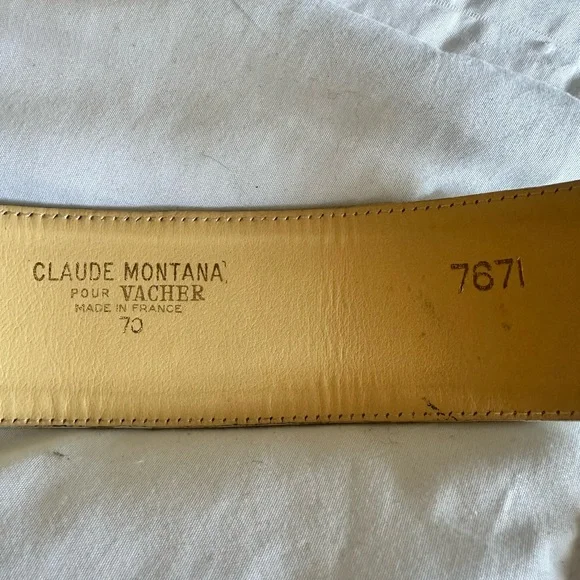 CLAUDE MONTANA White Leather Belt with Silver Buckle display picture 1